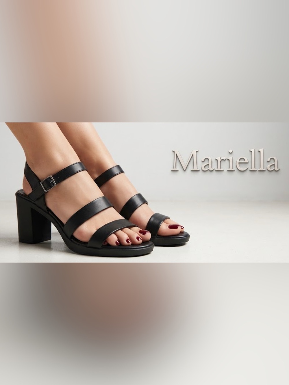 Authentic Mariella designer Italian black leather heels sandals sz 9